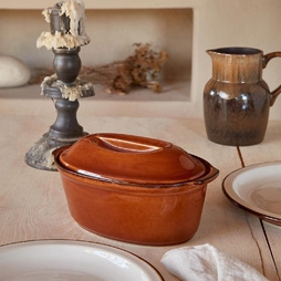 Cocotte ovale avec couvercle POTERIE 250x157 Caramel - Henri Julien