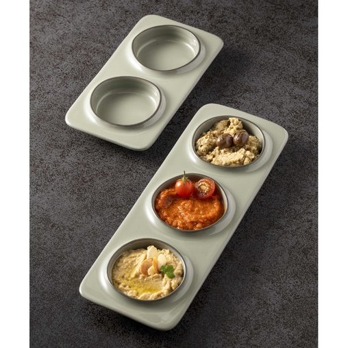 Assiette tapas 2 compartiments AMBAR 190x100xh28mm Vert sauge - Henri Julien