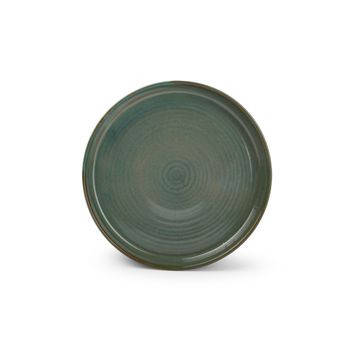 Assiette Plate Bord Droit GREEN MUNDUK Ø200xh28mm Porcelaine Vert - Henri Julien