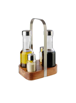 Ménagère sel poivre huiles WOOD 120x155xh245mm bois