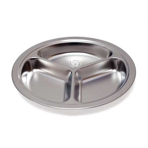 Grande assiette 3 compartiments Ø240mm Inox - Henri Julien