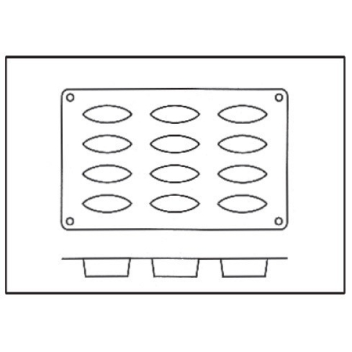 Moule 12 Barquettes Ovales silicone - Henri Julien