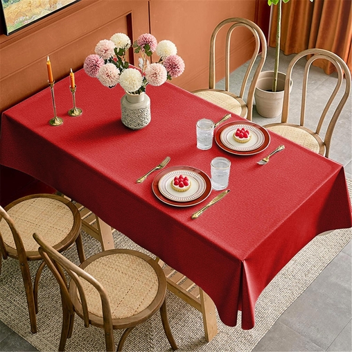 Nappe Toile Cirée Uni Rouge vif 220x120 - Henri Julien