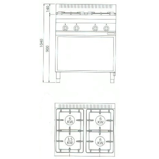 Fourneau 4 Feux Gaz sur Placard Eco Power Bertos - Henri Julien