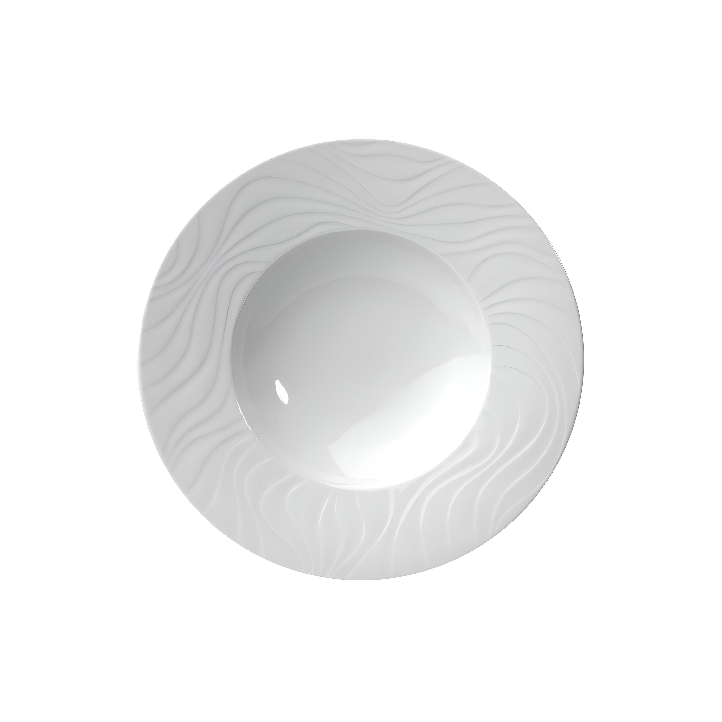 Assiette creuse Ø230mm WAVES aile relief Porcelaine Blanc - Henri Julien