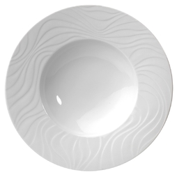 Assiette\u0020creuse\u0020WAVES\u0020aile\u0020relief\u0020\u00D8230mm\u0020Porcelaine\u0020Blanc