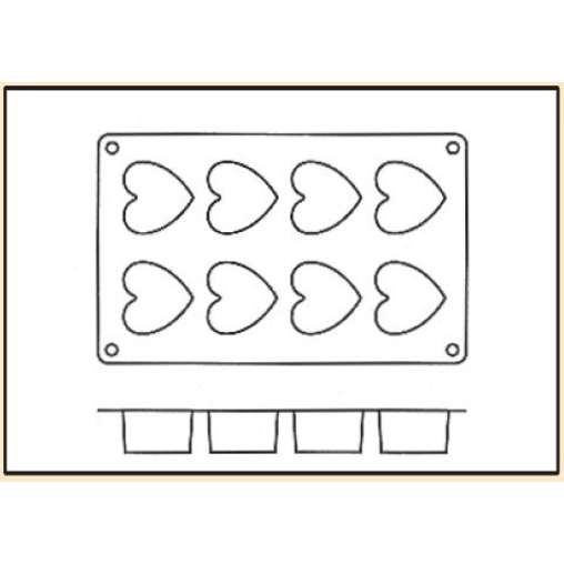 Moule 8 mini Coeurs silicone - Henri Julien