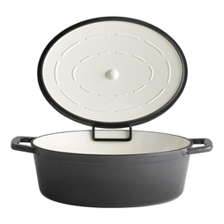 Cocotte avec couvercle 5 STARS 330x250xh110mm 5L Fonte émaillée Anthracite - APS - Henri Julien