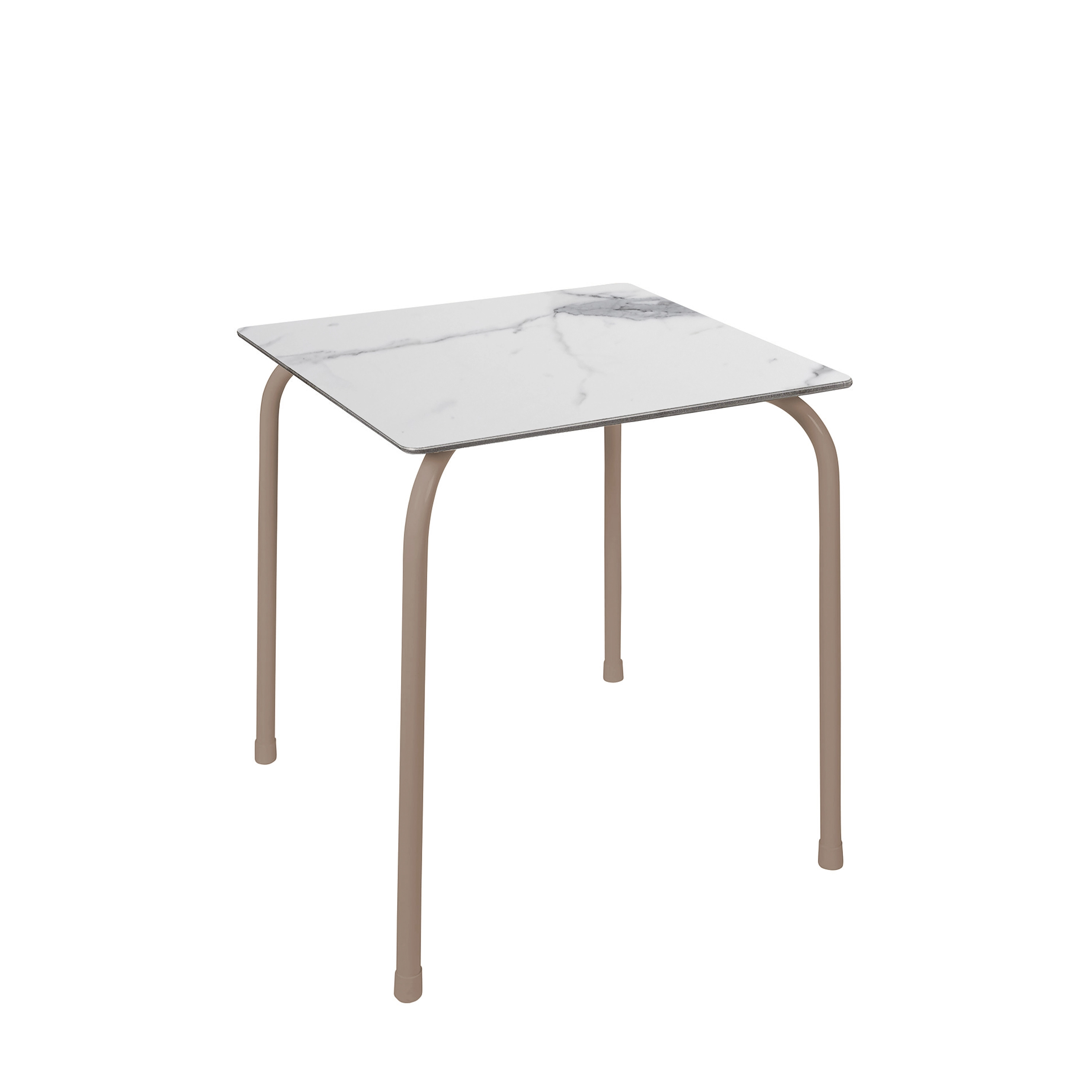 Table RODAS 70x70xh73cm White marble et Taupe - Ezpeleta - Henri Julien