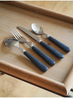 Fourchette de table ALFRED - Couvert inox et manche ABS - coloris noir
