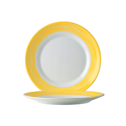 Assiette plate RESTAURANT BRUSH Ø235mm Verre Trempé Jaune - Arcoroc - Henri Julien