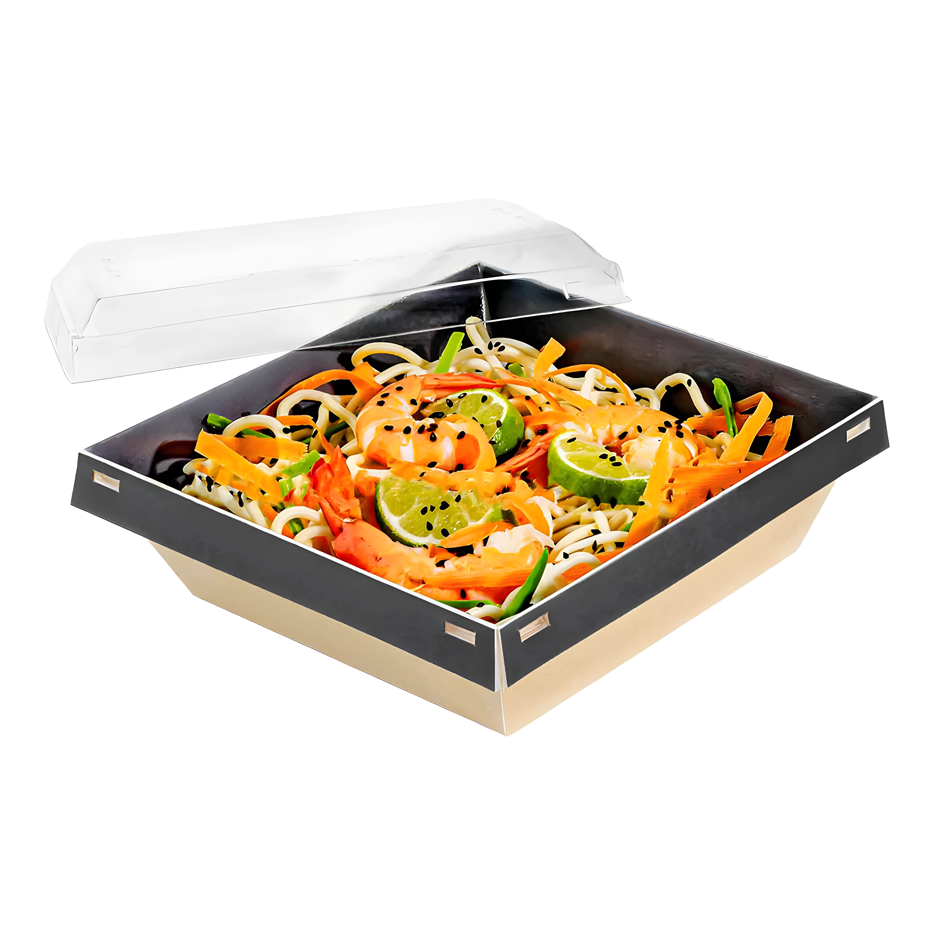 20 Boîtes carton + couvercles RPET LUXIFOOD 1200cc 180x180xh64mm - Henri Julien