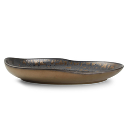 Assiette\u0020ovale\u0020GOLD\u0020FLAKED\u0020NOBILE\u0020350x230xh50mm\u0020Porcelaine\u0020Noir