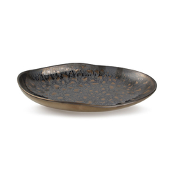 Assiette\u0020ovale\u0020GOLD\u0020FLAKED\u0020NOBILE\u0020300x190xh40mm\u0020Porcelaine\u0020Noir