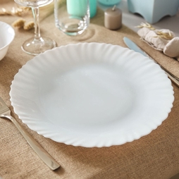 Assiette plate PRIMA FESTON ø230mm Verre Trempé Blanc - Arcoroc - Henri Julien