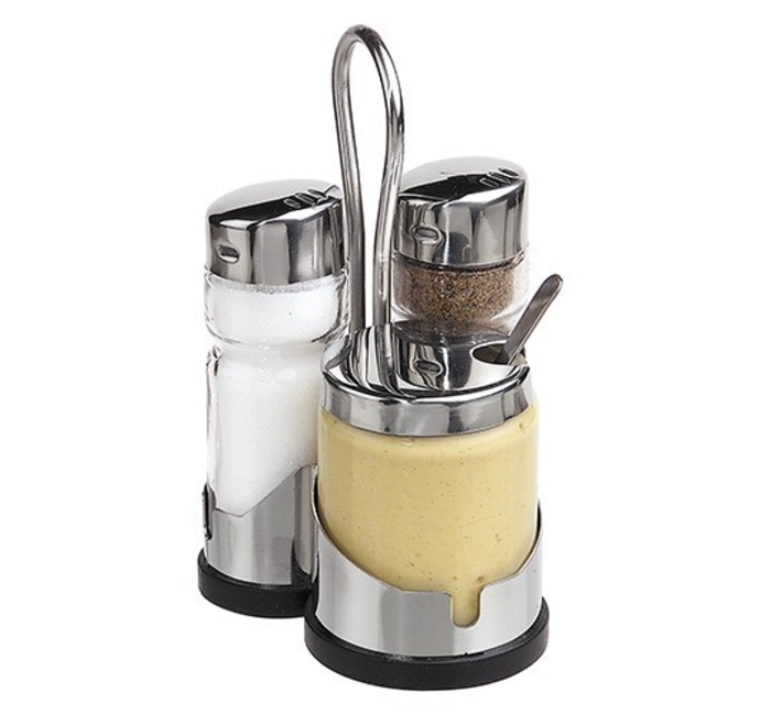 Ménagère sel poivre et poivre moutarde - Porte condiments : Buffet Plus