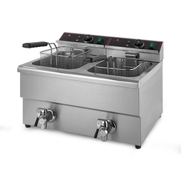 Friteuse éléctrique de comptoir 2 X 8 Litres avec robinets de vidange Caterchef - Henri Julien