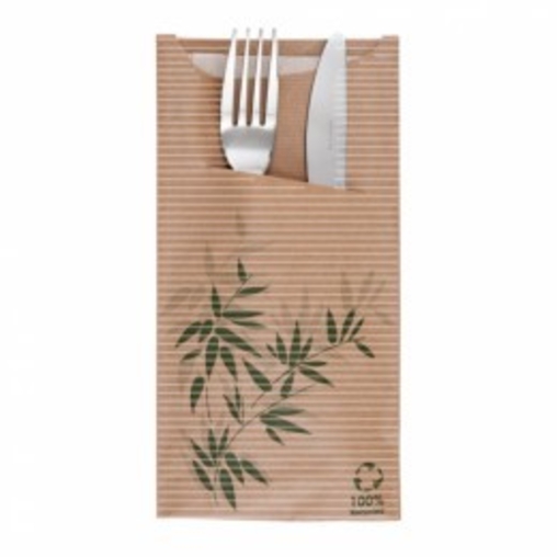 100 Sachets Kraft pour Couverts + Serviettes Naturel/Naturelle - Henri Julien